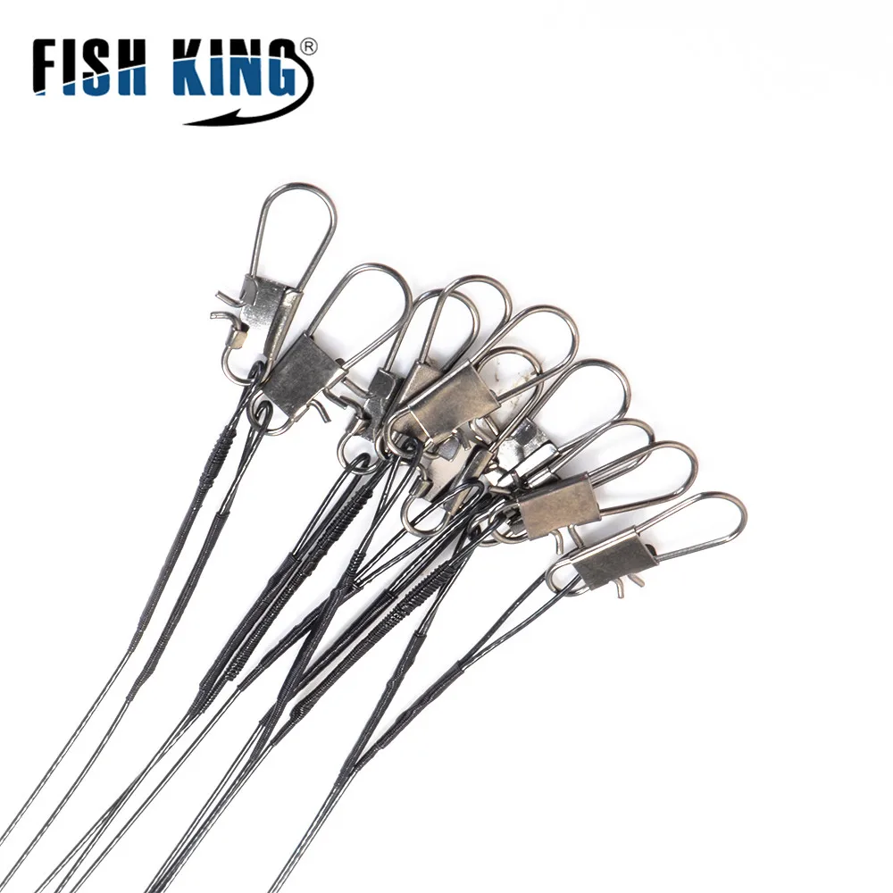 FISH KING 10 шт./лот стальной рыболовный провод лидер с поворотом 15 см/20 см/25 см/30 см