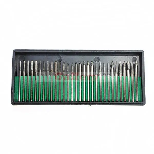 

Top Fashion 2 Sets Lot 30pcs 3mm Titanium Burrs Bur Dremel Rotary Tool Drill Bit Set Bit Set Drill Bit