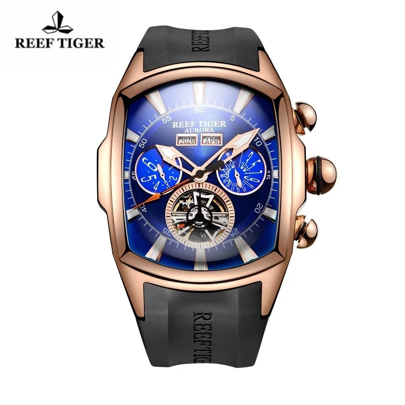 Мужские спортивные часы на запястье Reef Tiger/RT с большим циферблатом календарем и