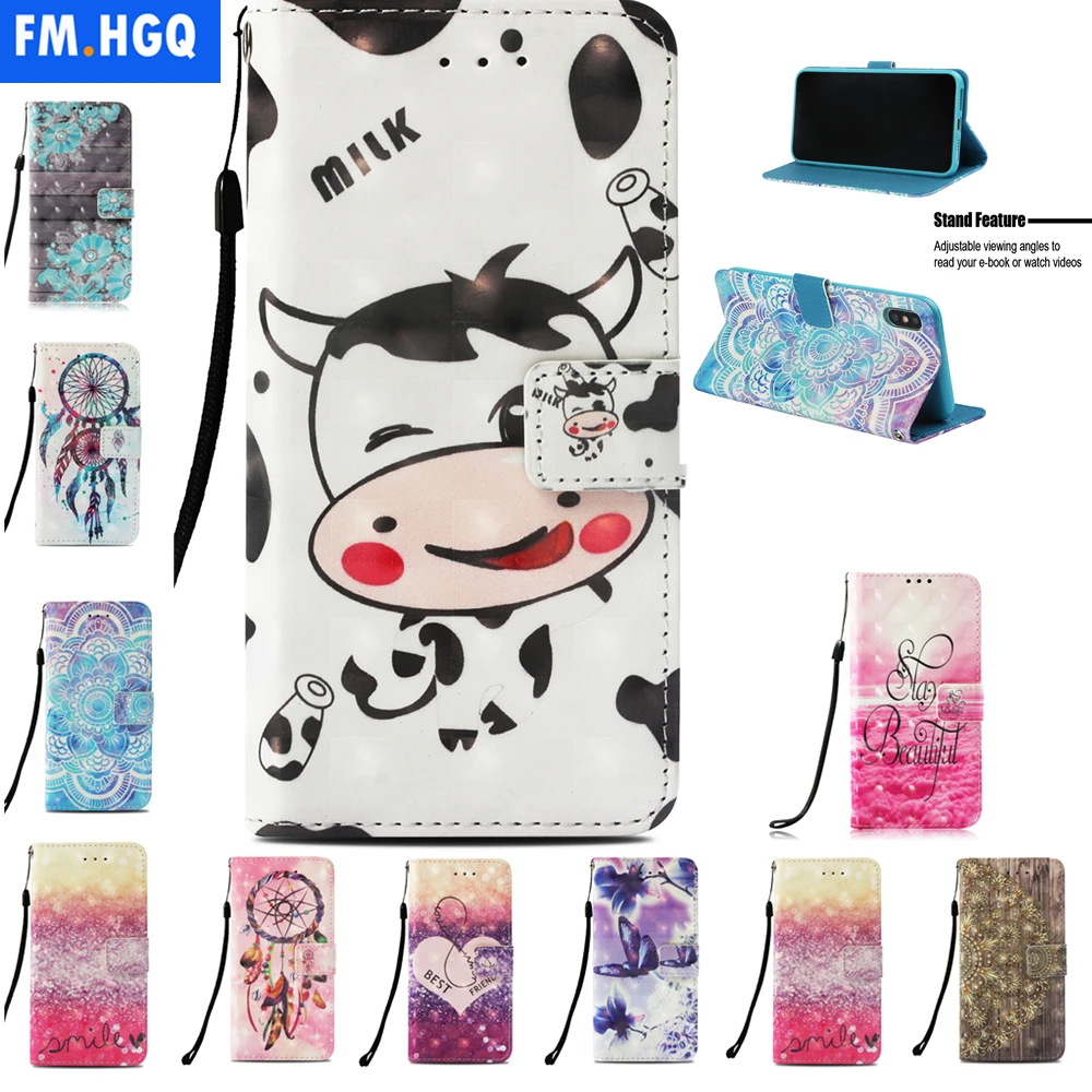 FM. HGQ Роскошный чехол книжка из искусственной кожи с мультипликационным принтом