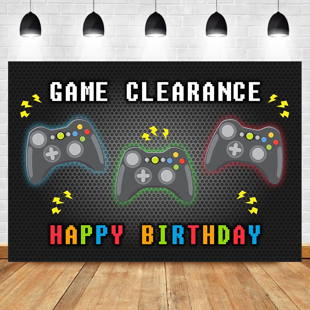 Фон для фотосъемки с изображением игрового автомата NeoBack днем рождения мальчиков