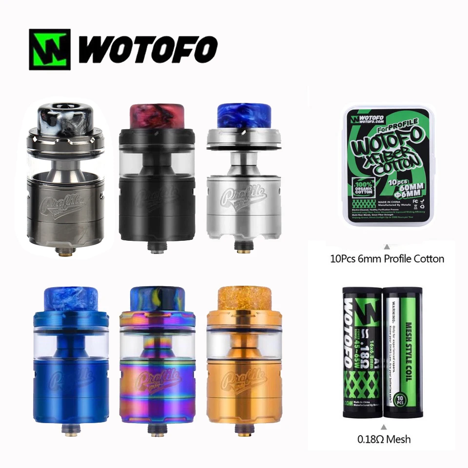 Original Wotofo Profile Unity RTA Tank 25mm Atomizer 3.5ml 5ml Capacity 0.13ohm Mesh coil For 510 thread | Электроника