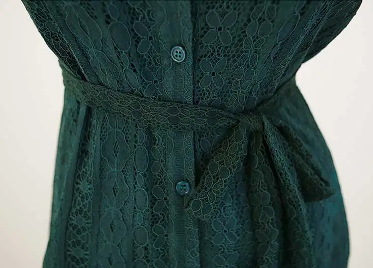 2019 винтажное кружевное женское длинное платье однобортное Бандажное с бантом