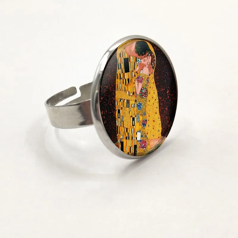 Модное кольцо для фотосъемки из стекла Kiss Klimt ювелирное изделие ручной работы