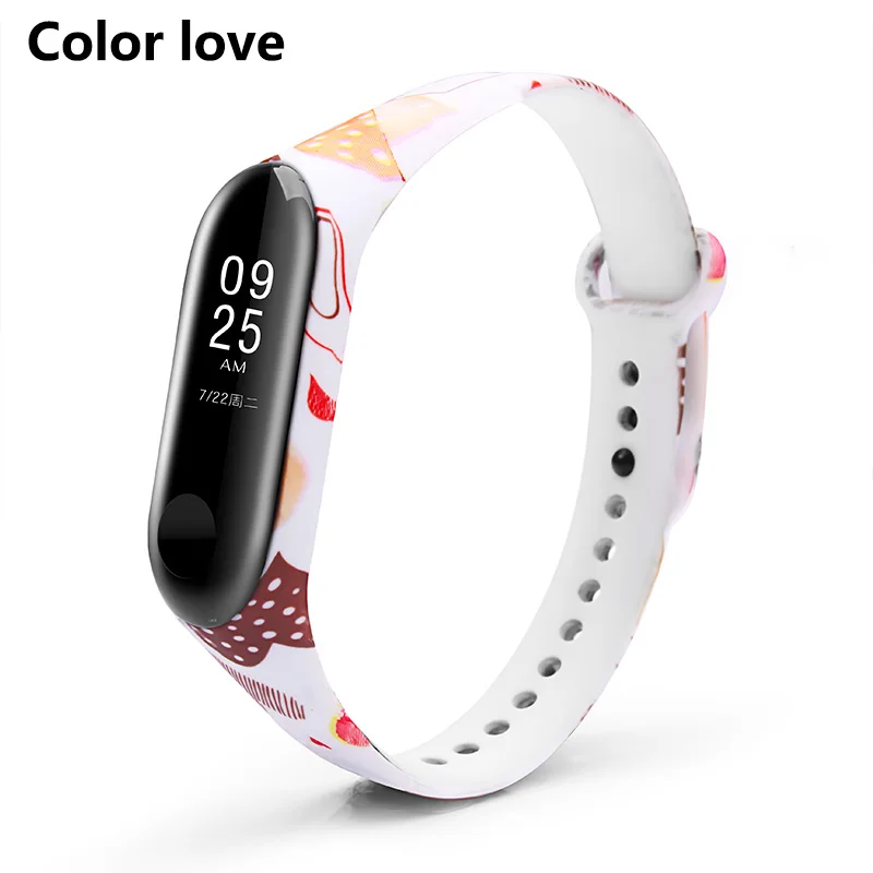 Color Love Браслет на запястье ремешок для xiaomi mi 3 Смарт-браслеты с различными цветами печать силиконовый mi band 3 ремешок mi 3 Аксессуары для браслетов - Цвет: Color Love