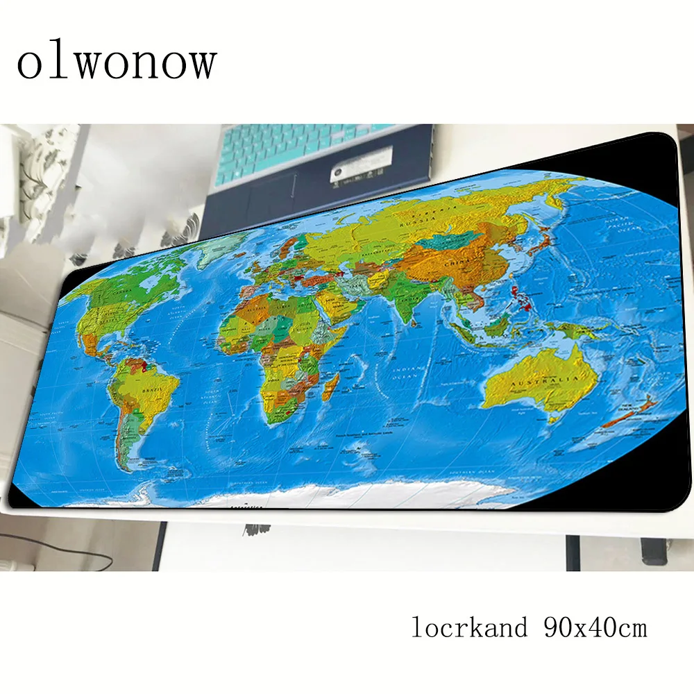 Коврик для мыши с картой мира игровой коврик HD принтом 900x400x3 мм