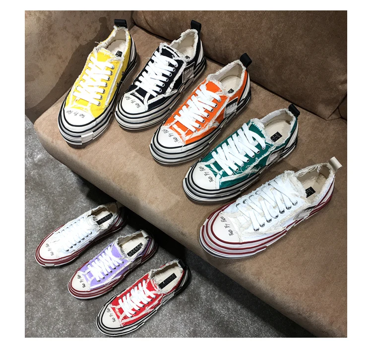 Buono Scarpe/парусиновые кроссовки на платформе для мужчин и женщин; Повседневные кроссовки для пар; Модная брендовая женская обувь; кроссовки с кисточками; большие размеры; 44EU