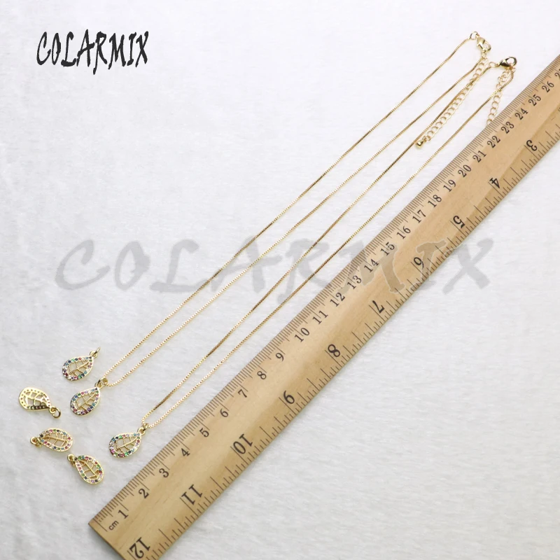 

12 Pcs Cute tiny leave shape charms pendant necklace wholesale Jewelry Gold color necklace for jewelry gift for lady 5449