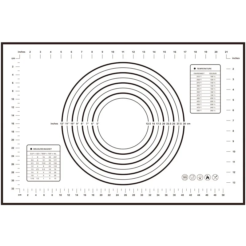 black 40x50cm Антипригарный силиконовый коврик для выпечки лист для замеса раскатки теста коврик для выпечки формы для выпечки вкладыши колодки Инструменты для приготовления пищи 60*40 см/26*29 см - Цвет: black 40x50cm
