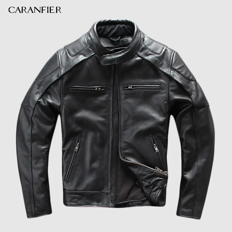 Куртка из натуральной кожи CARANFIER Мужская многофункциональная мотоциклетная