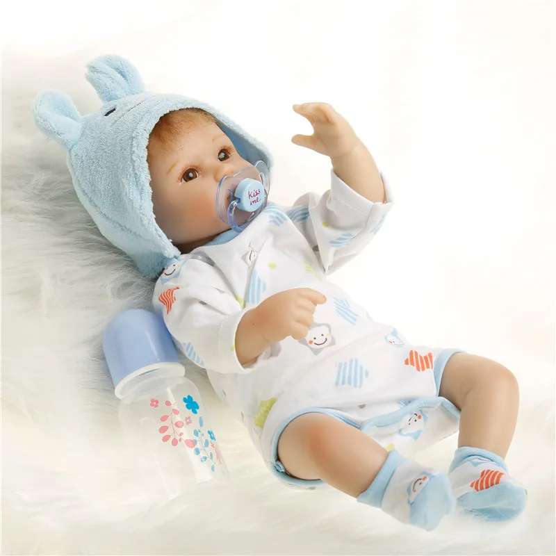 SanyDoll 16 дюймов 40 см силиконовые куклы для новорожденных реалистичные милый синий