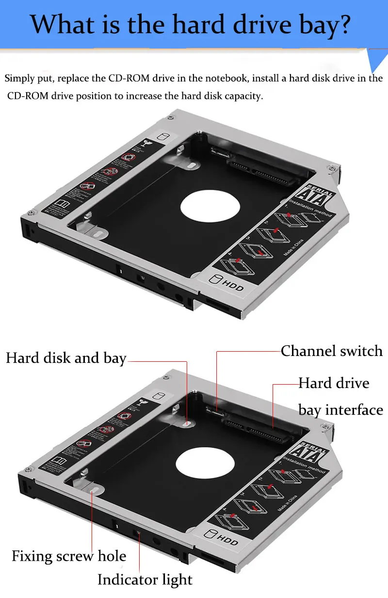 12,7 мм 2nd HDD SSD корпус для жесткого диска адаптер для ASUS K40 K40AB K40IJ K40IN(подарок оптический привод ободок) G750JZ-T4023H X75V X52J UJ160