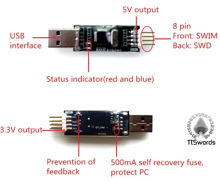 Программатор ST Link STM8 эмулятор STM32 имитатор сгиба рук с SWD для плавания | Компьютеры
