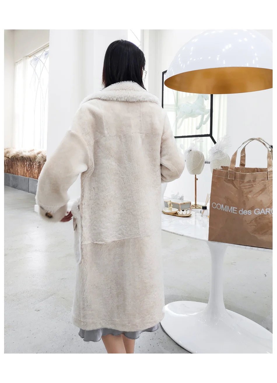 Manteau femme hiver женская зимняя куртка из натуральной кожи женское пальто из натурального овечьего меха Одежда из овечьей шкуры пальто с отложным воротником