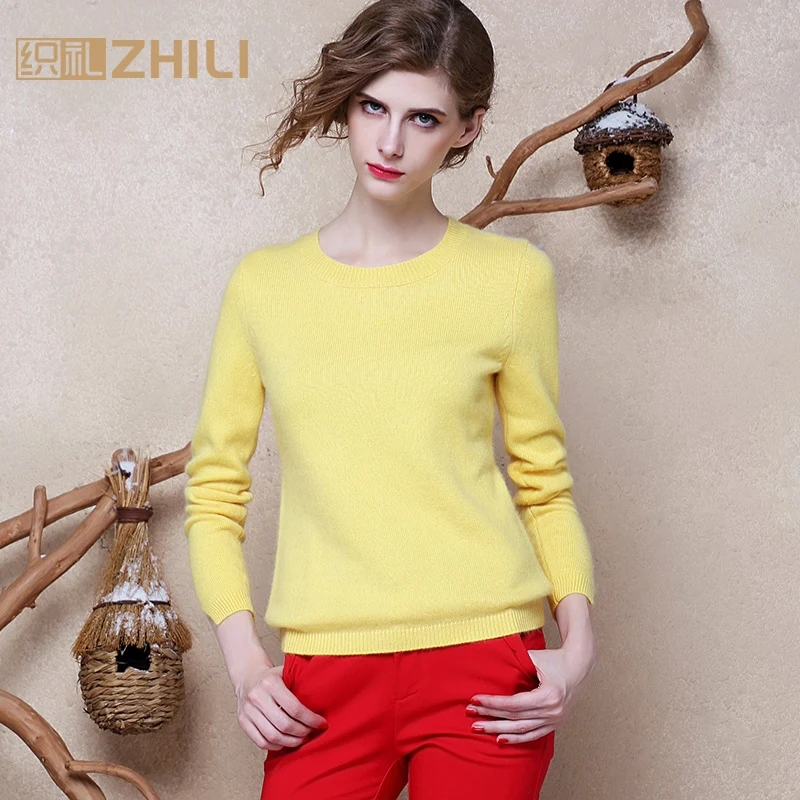 

2017 Promotion Hot Sale Women's Autumn Winter Round Neck Thick Pullover Sweaters Woman Loose Sleeve Knit Pure Cashmere Sweater