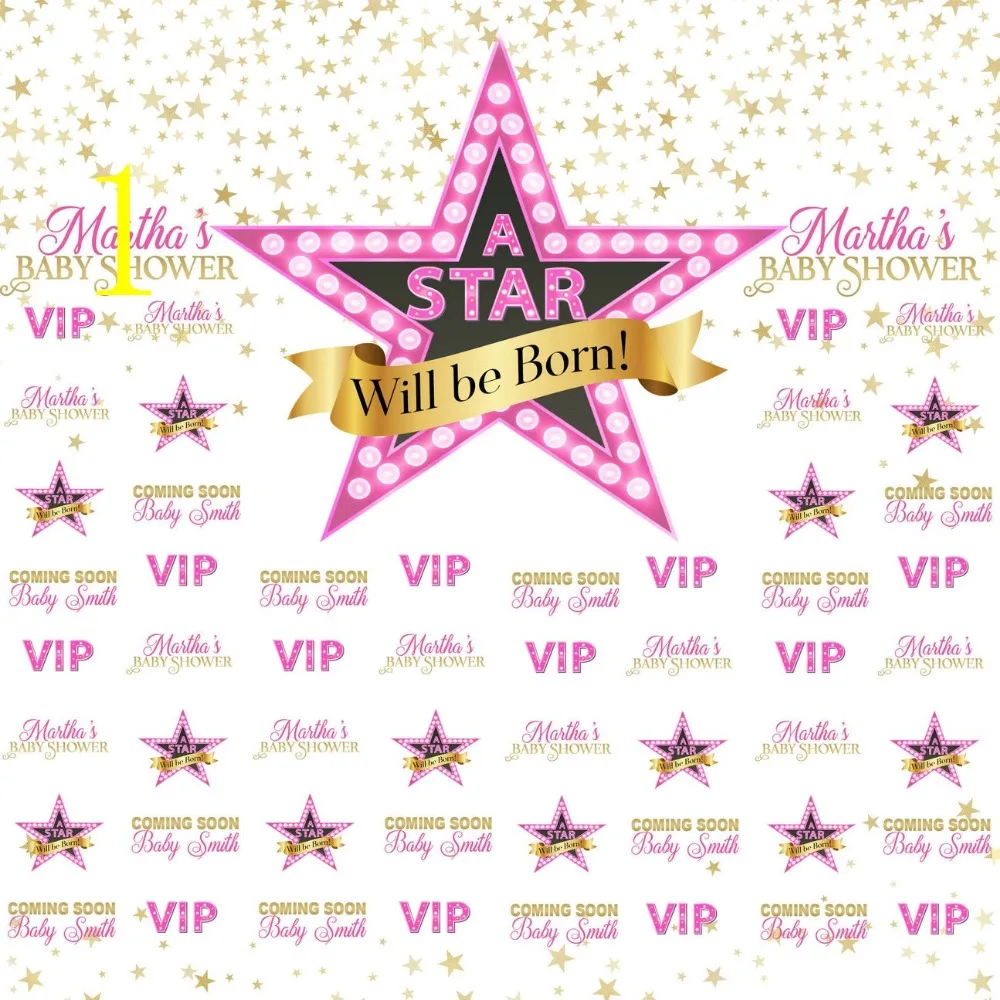 custom Pink Gold Star Baby Shower Light VIP backdrops High quality Computer print party backgrounds | Электроника