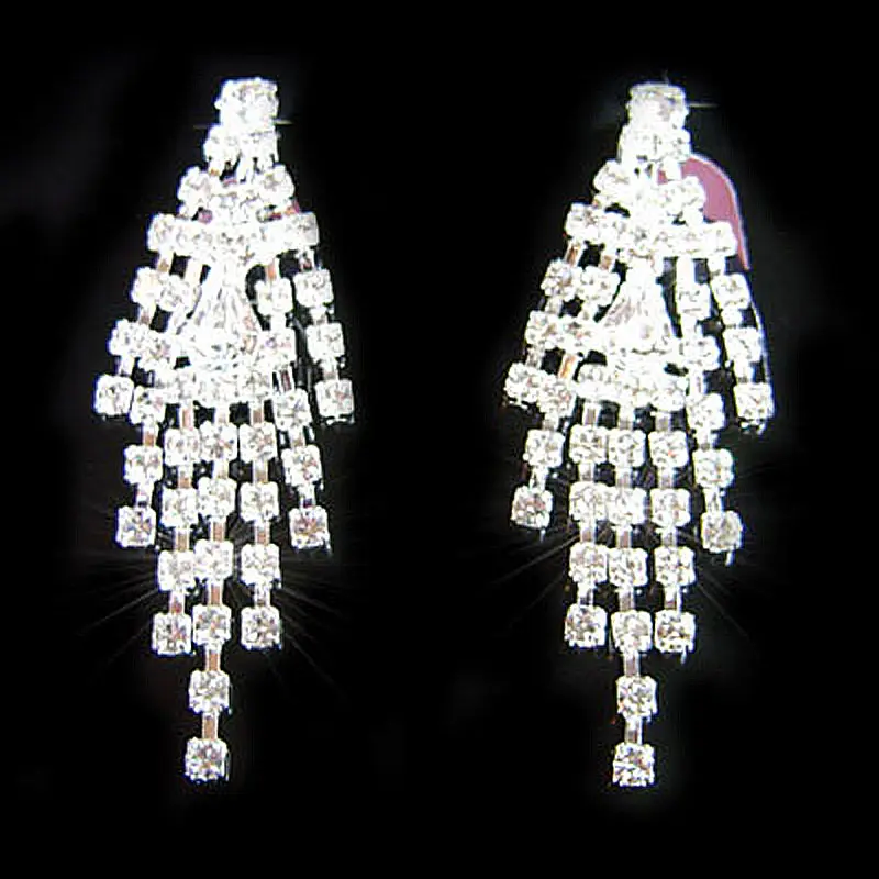 

Bridal Wedding Party Drag Queen Crystal Necklace Earrings Set CS1146
