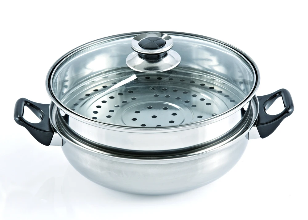 

Double layer stainless steel soup pot steamer multi-use steamer pots and pans electromagnetic furnace