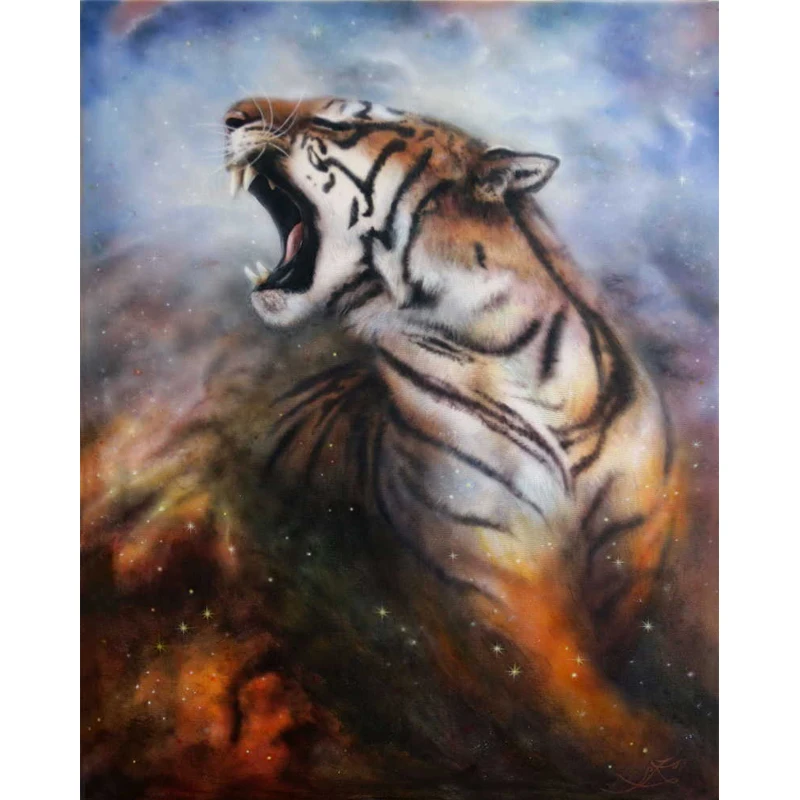 5D Diy Diamond Painting Cross Stitch full Square Round Embroidery Watercolor tiger picture for room Decor H1012 | Дом и сад