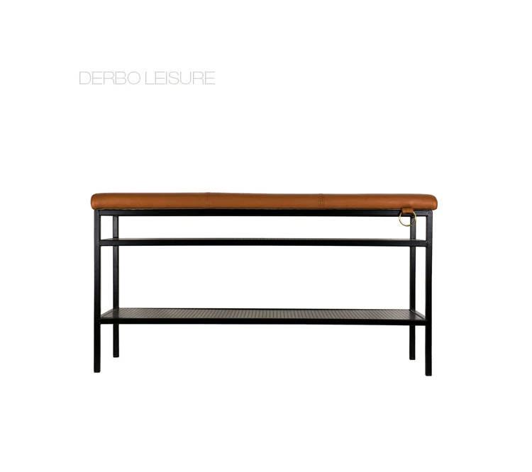 Современный классический дизайн многофункциональный из искусственной кожи Металл Лофт модная обувь изменение низкий стул скамейка с полки для хранения 1 шт