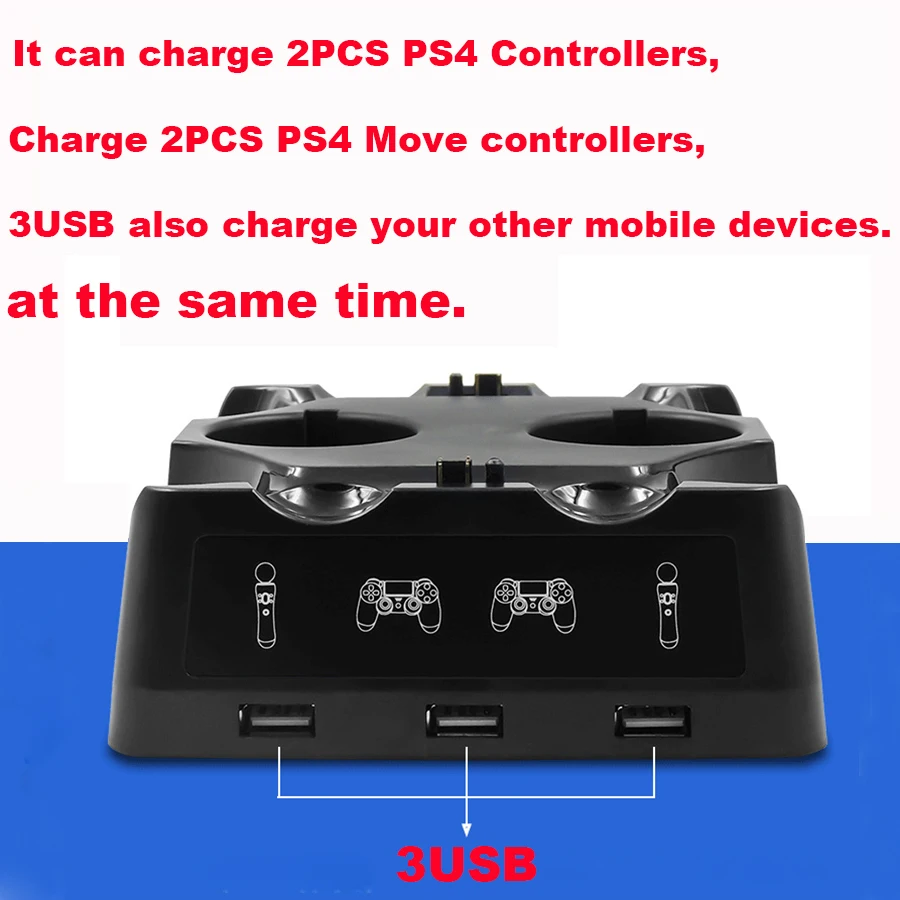 Зарядное устройство 4 в 1 для контроллеров PS4/PS MOVE/PS VR|Запасные части| |