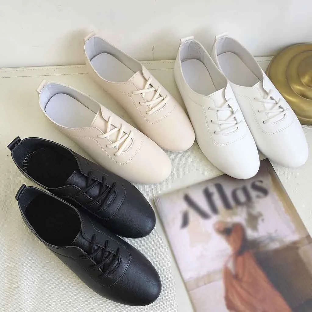 Женские модные однотонные туфли на плоской подошве повседневные тонкие женская