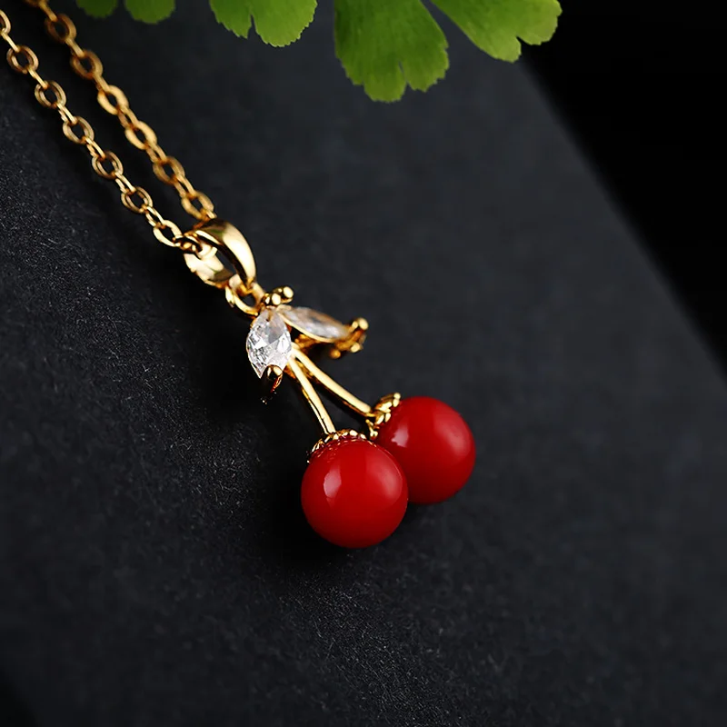 Модные женские украшения Вишневое ожерелье милый кулон в виде ягоды s сладкий