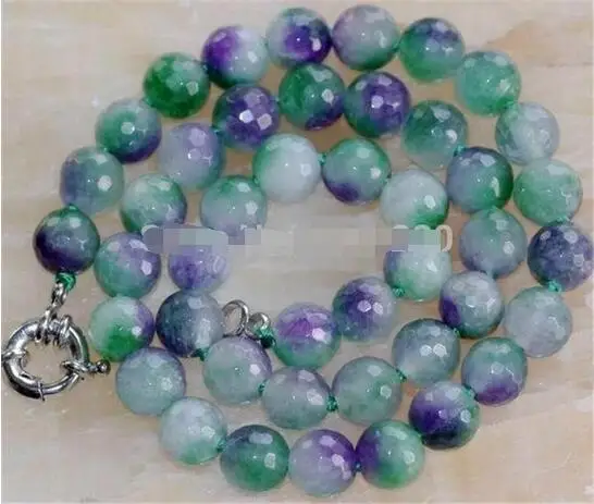 

10mm Double Faceted Chalcedony Round Chain Necklace wholesale 18 Inches! Beautiful women jewelry