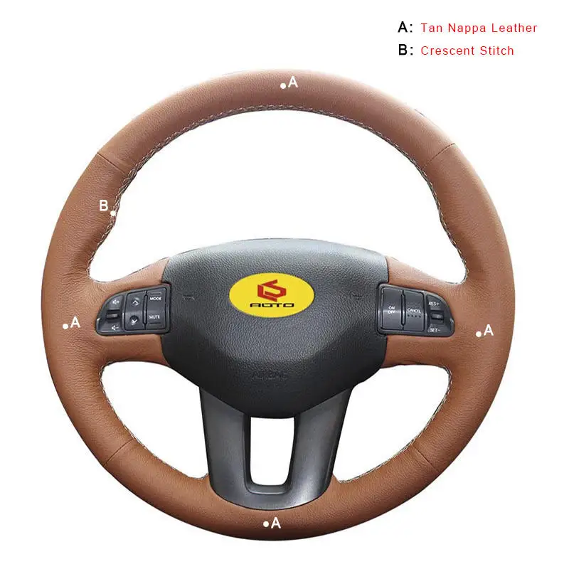 Nappa Leather Чехлы рулевого колеса автомобиля для Kia Sportage 3 2011- Kia Ceed Cee 'd 2010-2012 внутренняя Авто оплетка на крышку рулевого колеса - Название цвета: Nappa Leather