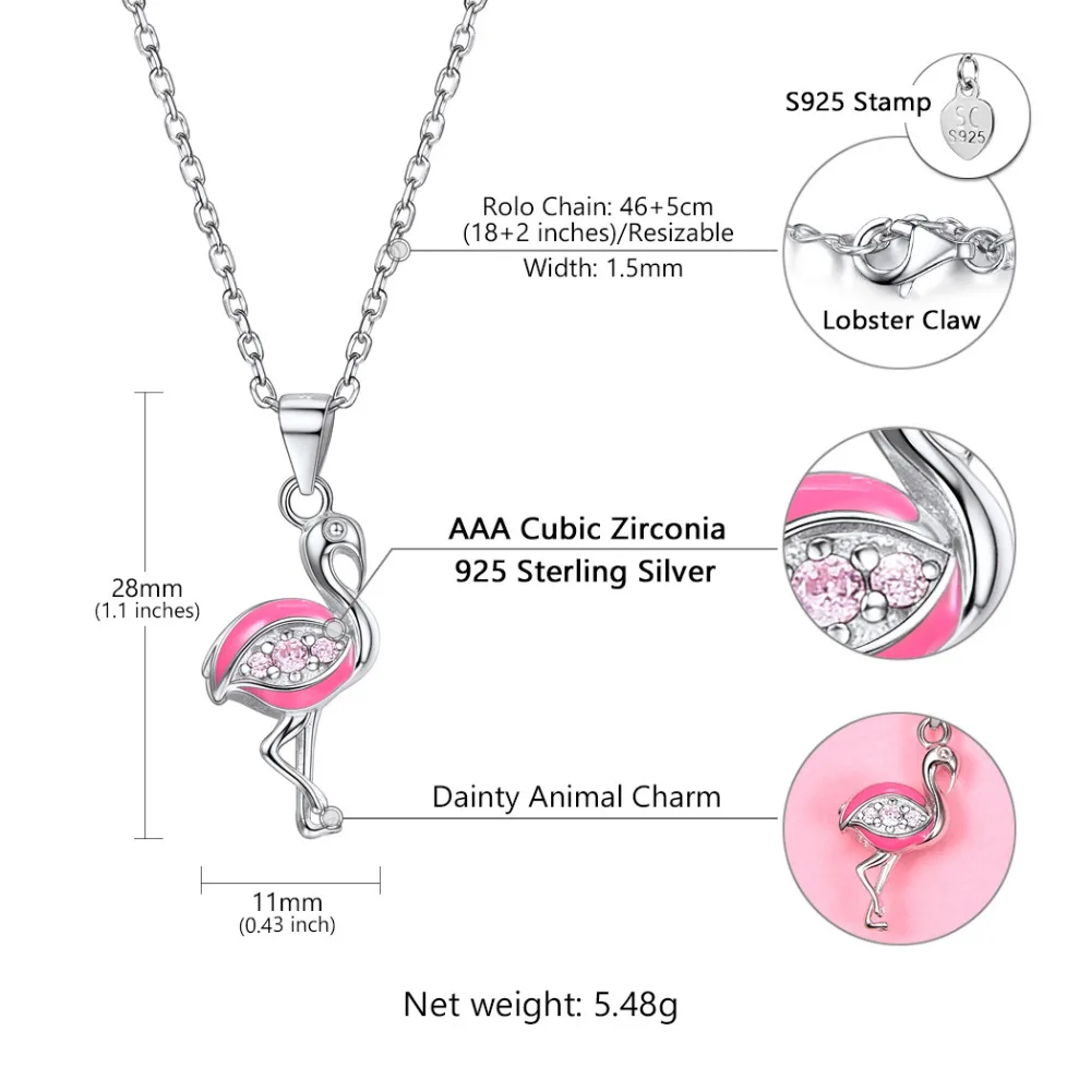 

Kpop Flamingo Pendants & Necklaces Dainty Jewelry Wedding Gifts 925 Sterling Silver Animal Bird Charm Necklace for Women P6199