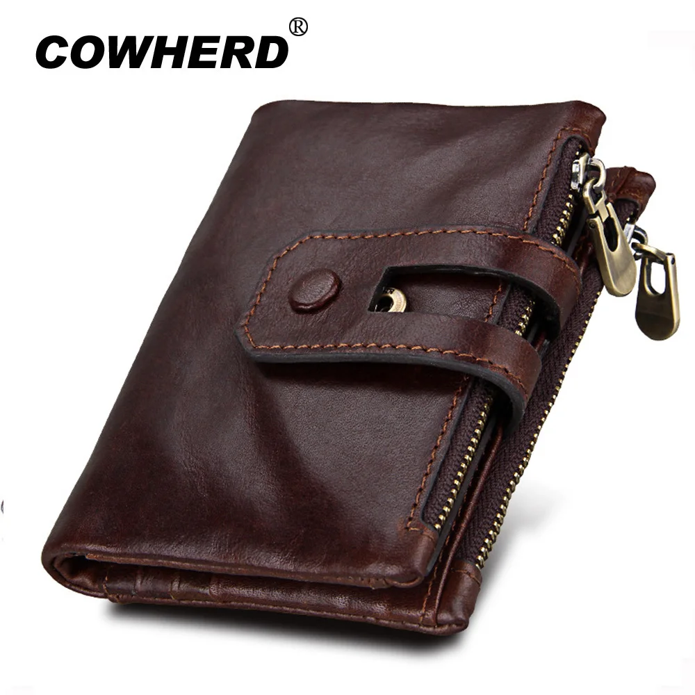 COWHERD кошелек из натуральной коровьей кожи мужской воловьей Crazy Horse Rfid модный