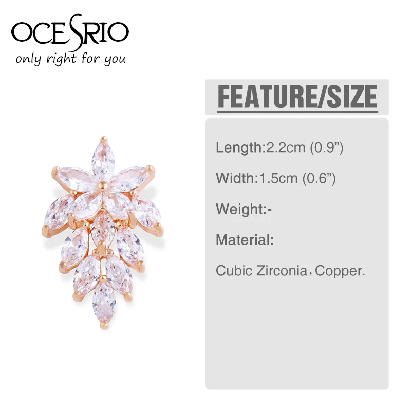 Женские серьги-гвоздики OCESRIO серьги из розового золота с фианитом и снежинками