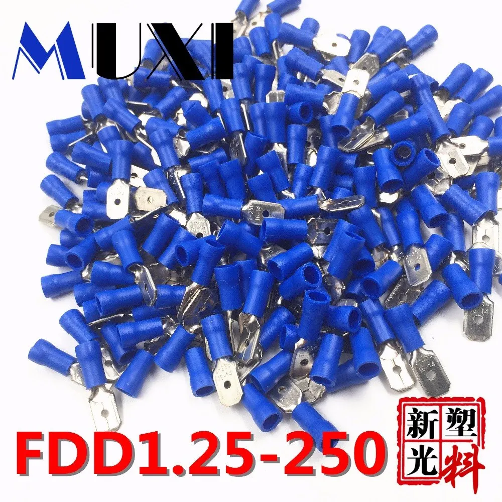FDD1.25-250 Male Insulated Electrical Crimp Terminal for 0.5-1.5mm2 Connectors Cable Wire Connector 100PCS/Pack Blue | Обустройство