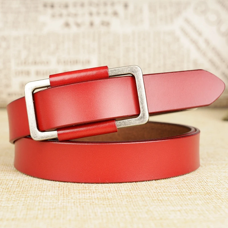Ремень из натуральной кожи Женский модный винтажный пояс с классической пряжкой