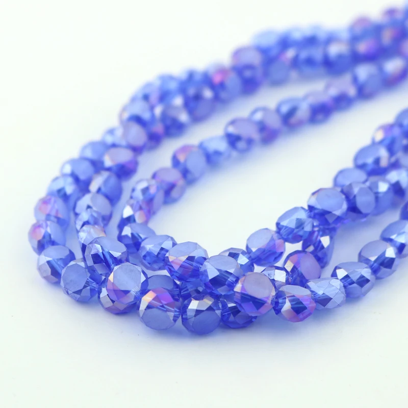

710pcs/lot Crystal Faceted Beads 8mm Crystal Flat Round Charm Beads Royal Blue AB DIY Glass Beads For Jewelry Making