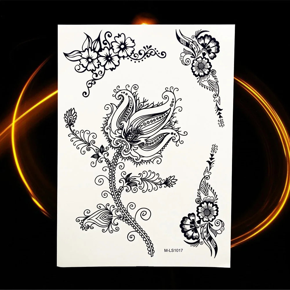 GoldOcean Yantra Мандала Black временная татуировка из хны Paste водостойкая поддельная