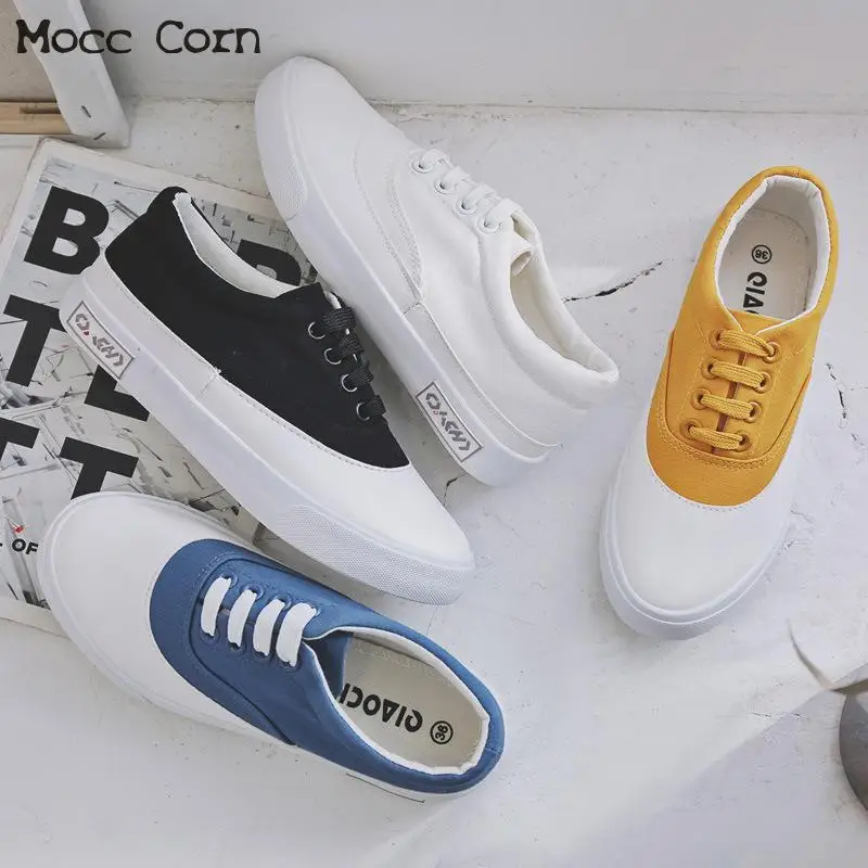 Женская обувь на плоской подошве Повседневная парусиновая Обувь На Шнуровке