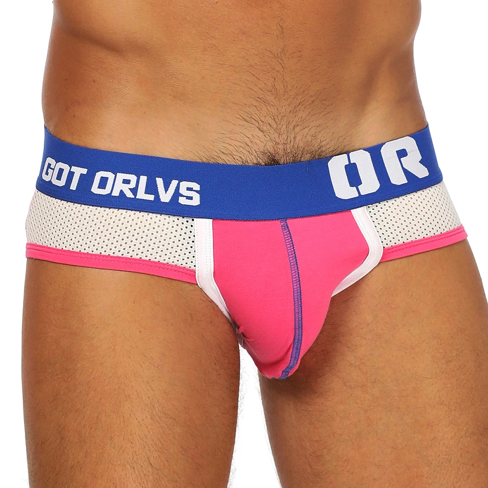 Мужские трусы брифы из сетчатой ткани темно синие удобные слипы в сетку с