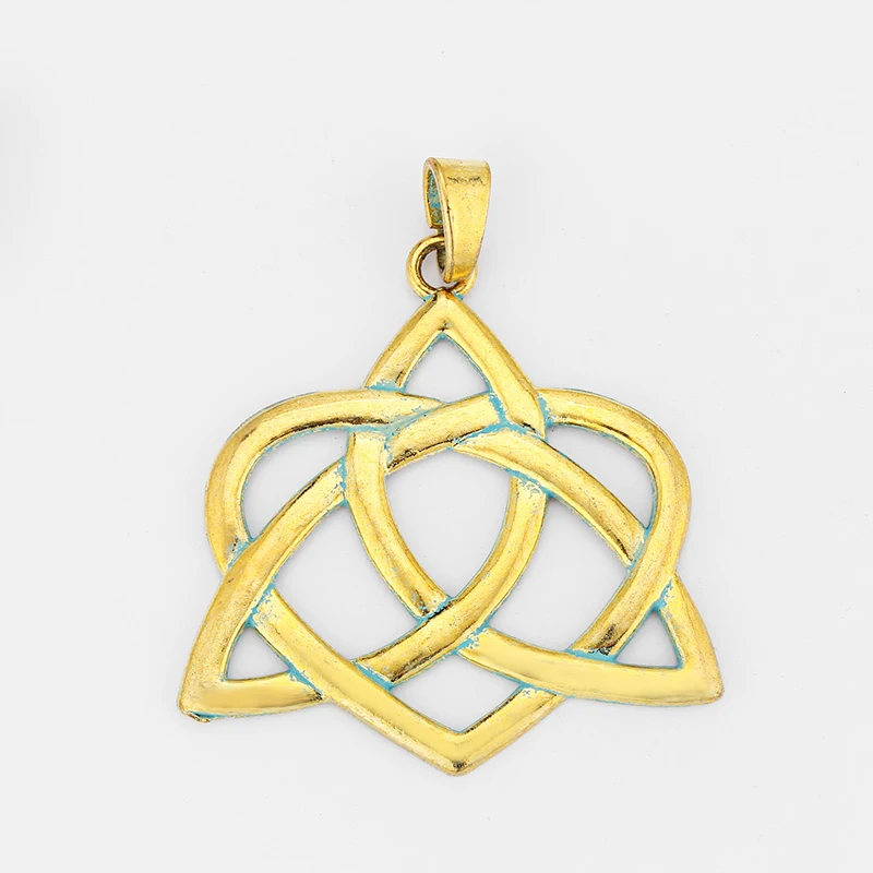 3PCS Large Vintage Gold &amp Verdigris Patina Metal Lucky Hollow Keltic Knot Charms Pendants for Necklace Findings Jewelry | Украшения и