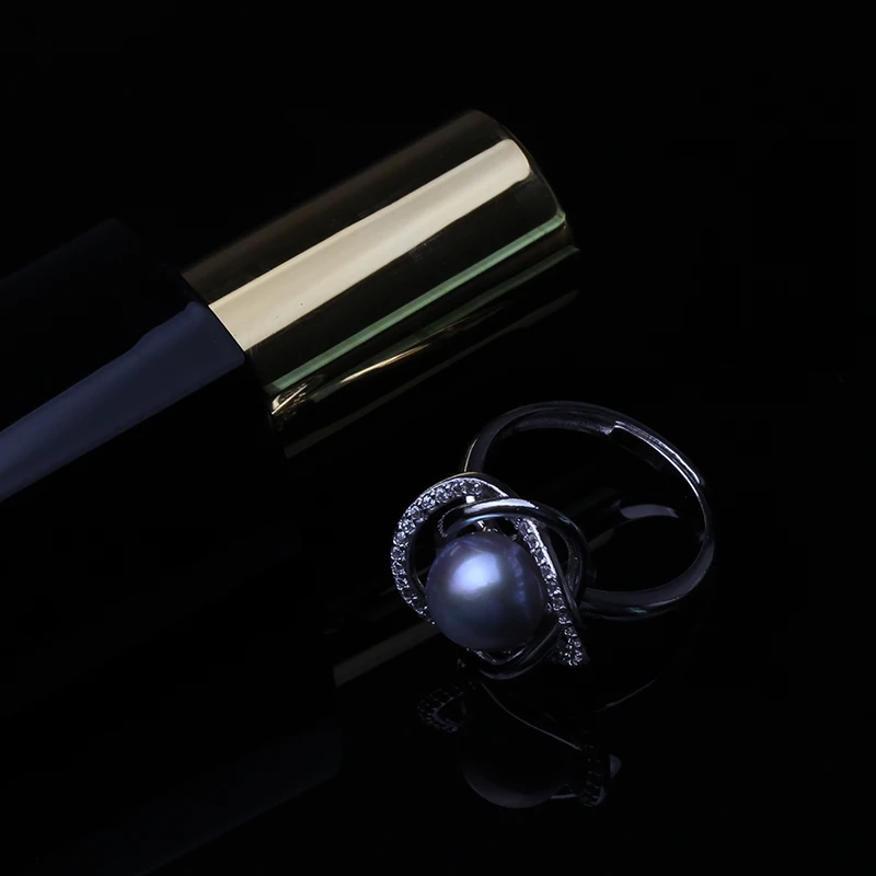 gray pearl ring Настоящие кольца из натурального жемчуга для женщин серебро 925, Белый пресной воды Жемчужное Ювелирное кольцо лучший подарок матери высокого качества - Цвет камня: gray pearl ring