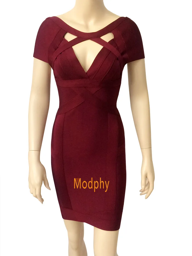 2018 women sexy cut hollow out rayon elastic bodycon short sleeve mini hl club party celebrity bandage dress drop ship HL1952 | Женская