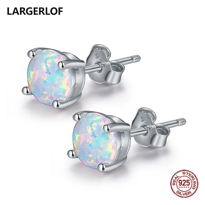 LARGERLOF 925 Sterling Silver Women Opal Earrings silver jewelry Earring earrings female ED49004 | Украшения и аксессуары