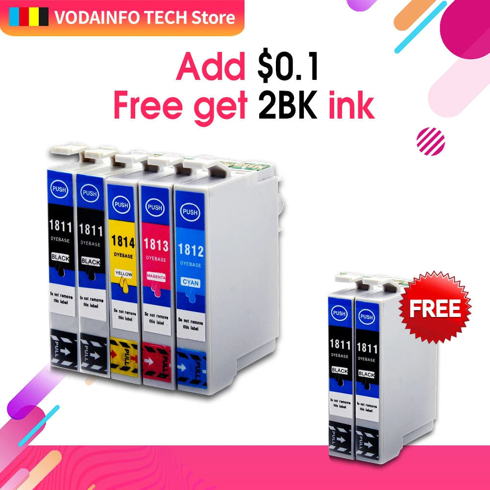 Compatible for T1811-T1814 and T1801 - T1804 ink cartridge Epson xp-325 xp-405WH XP-405 XP-215 XP-412 XP-315 xp XP-212 | Компьютеры и