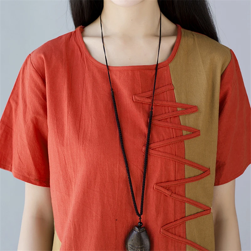 Новинка 2020 летнее платье женское с коротким рукавом О-образным вырезом лоскутное