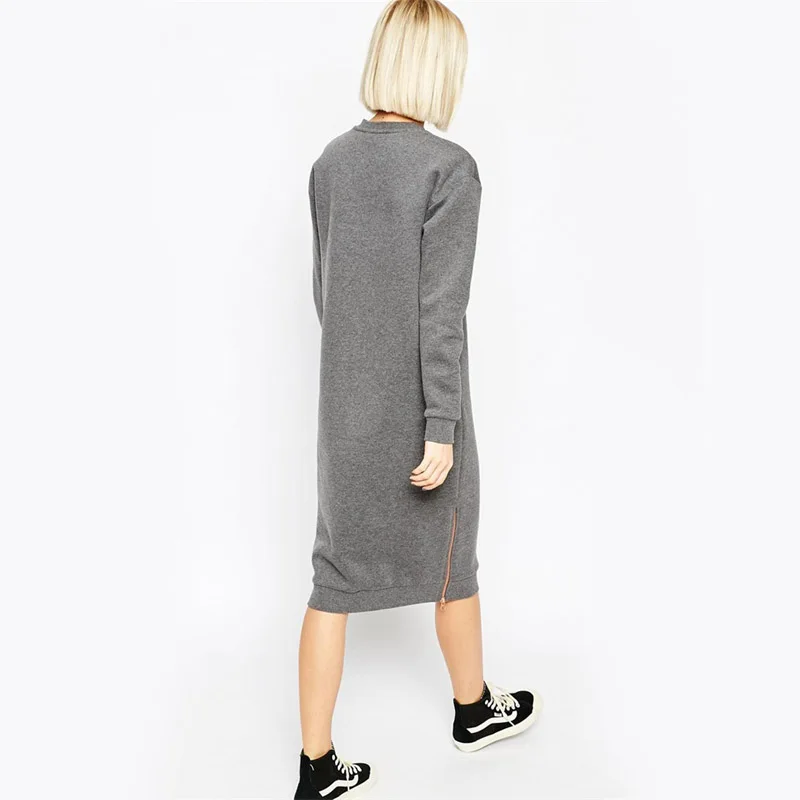 2016 Осень Платье Женщины Личность Молния Длинные Кофты Повседневная О-Образным