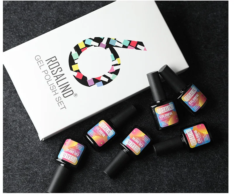 6 шт./лот) ROSALIND 10 мл Гель-лак для ногтей Vernis полуперманентный Чистый Цвет Гель-лак УФ для самостоятельного маникюра Замачивание ногтей искусство