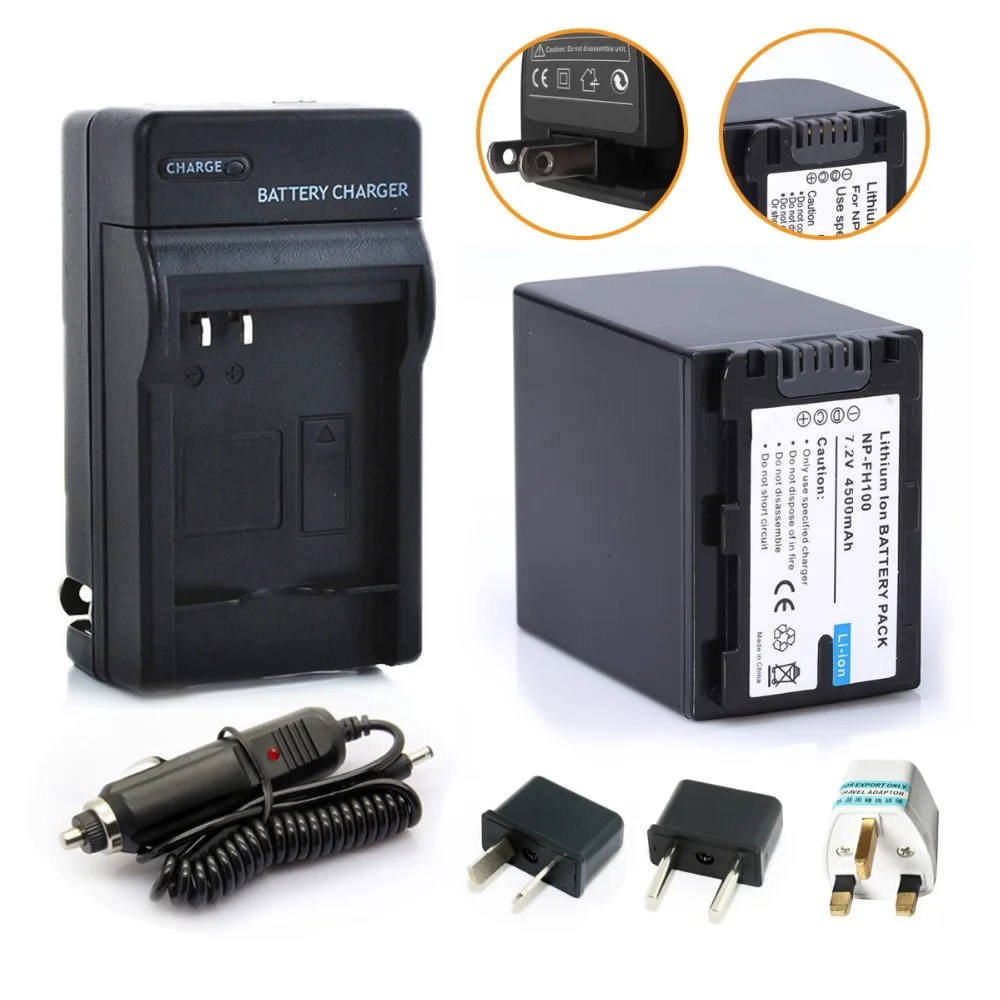 

1Pcs 4500mAh NP-FH100 NP FH100 NPFH100 Battery + 1* Charger For SONY NP-FH70 FH50 FH30 SX40R