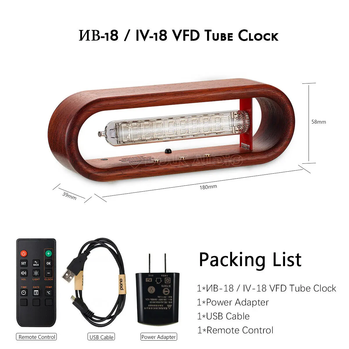 Винтажный IV-18 VFD Nixie ламповый будильник томатный синхронный WiFi Пульт дистанционного управления