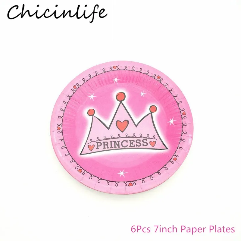 Chicinlife 6 штук пакет Принцесса Принц одноразовые бумажные тарелки мальчик/девочка
