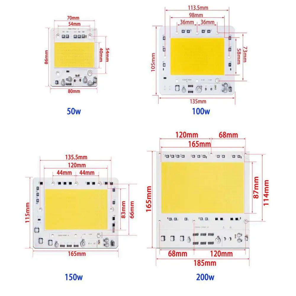 5 шт./лот светодиодный COB Чип AC110V/220 V вход с умным IC 50 Вт 100 Вт 150 Вт 200 Вт подходит для DIY прожектора высокое анти-перенапряжение напряжения